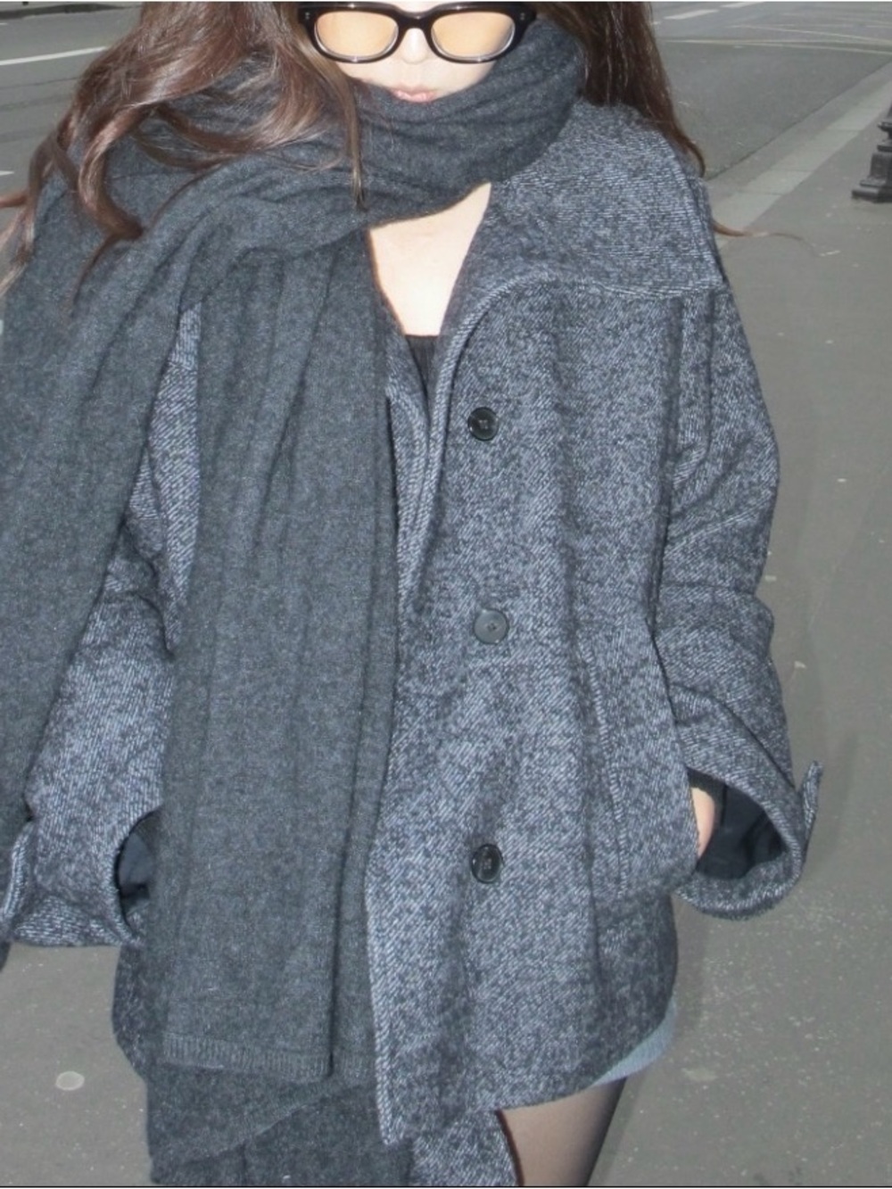 Zara Dark Gray Pea Coat with Matching Scarf